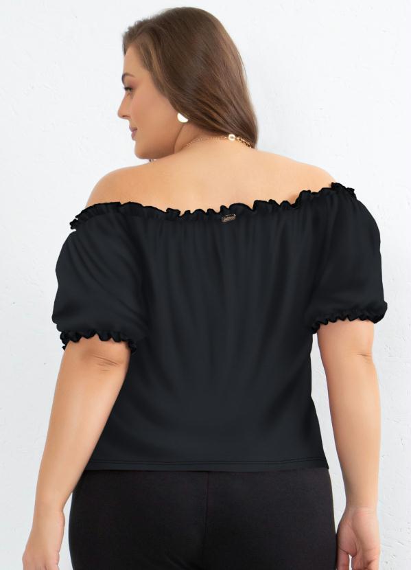 Quintess - Blusa Preta Ciganinha com Franzidos 6
