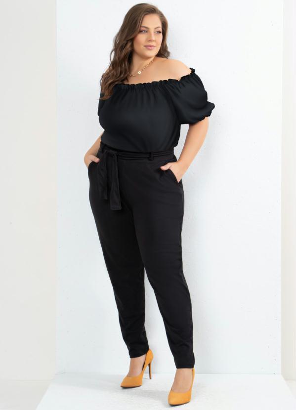 Quintess - Blusa Preta Ciganinha com Franzidos 7