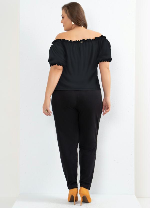 Quintess - Blusa Preta Ciganinha com Franzidos 8