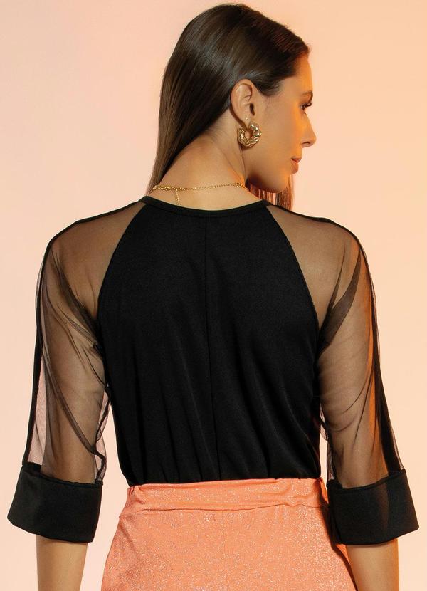 Rosalie - Blusa Preta com Manga em Tule 2