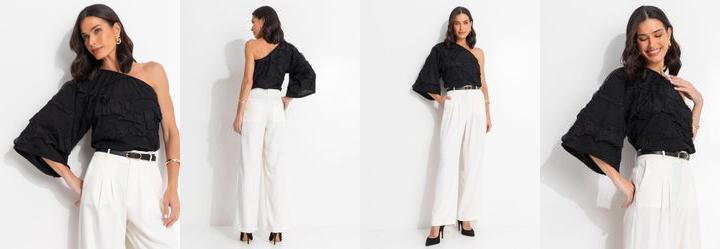 Blusa Preta em Malha Buble