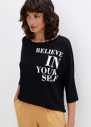 bonprix - Blusa Preta em Malha de Viscose - BONPRIX