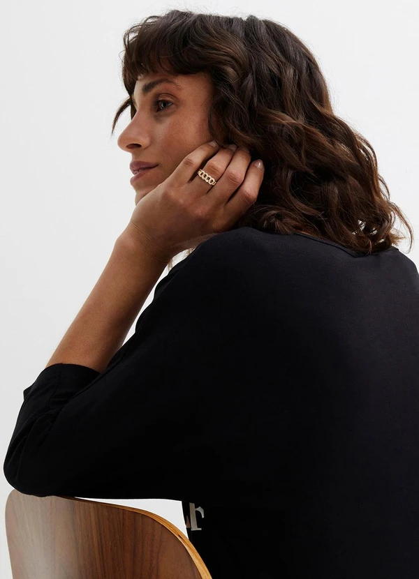 bonprix - Blusa Preta em Malha de Viscose 3