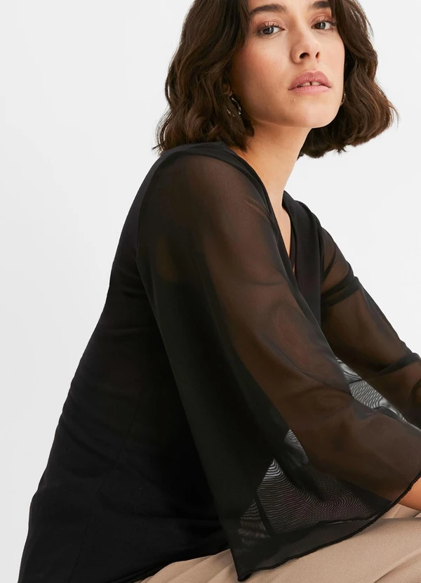 bonprix - Blusa Preta em Malha de Viscose 5