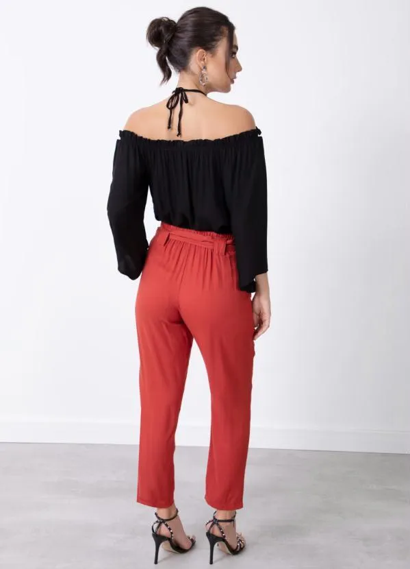 Quintess - Blusa Preta em Viscose Plana Ombro a Ombro 4