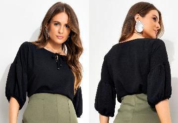 Blusa Preta em Viscose Plana