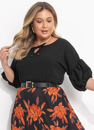 Quintess - Blusa Preta em Viscose Plana - QUINTESS