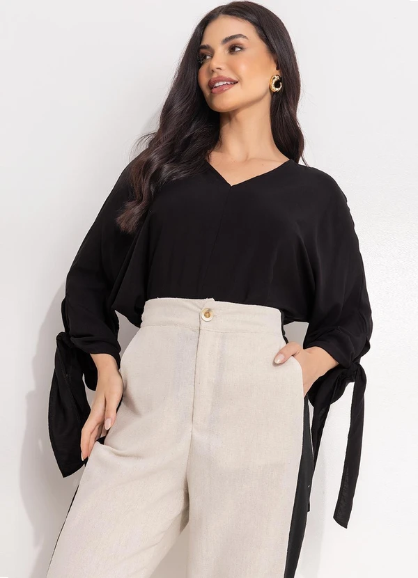 Quintess - Blusa Preta em Viscose Plana 4