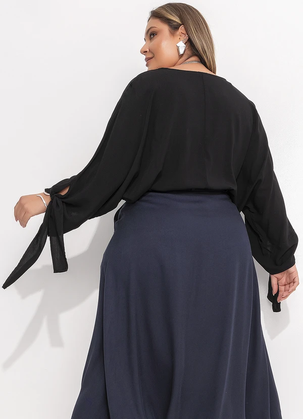 Quintess - Blusa Preta em Viscose Plana 7