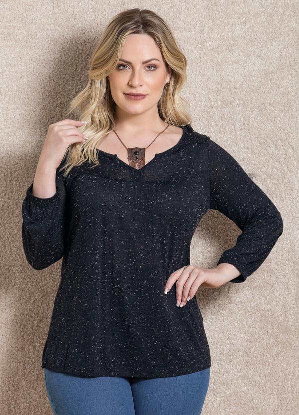 Quintess - Blusa Preta Soltinha Mangas 3/4 2