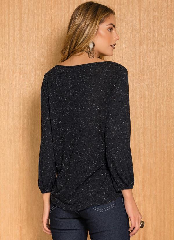 Quintess - Blusa Preta Soltinha Mangas 3/4 3