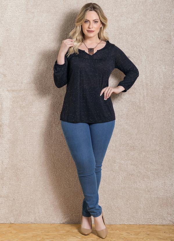 Quintess - Blusa Preta Soltinha Mangas 3/4 6