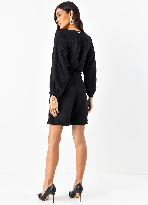 Quintess - Blusa Preto em Crepe Plano Maquinetado 4