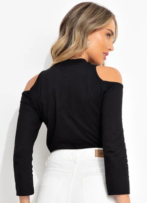 Bimini - Blusa Preto em Malha de Algodão - BIMINI