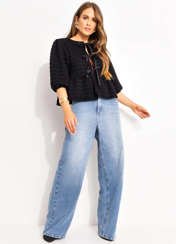 Quintess - Blusa Preto em Malha Matelassê 5