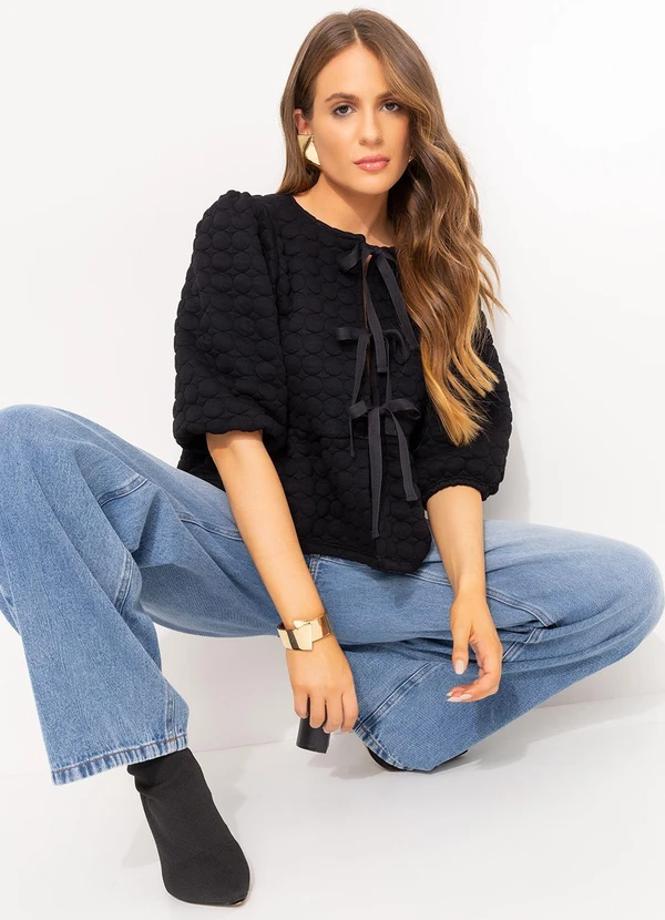 Quintess - Blusa Preto em Malha Matelassê 2
