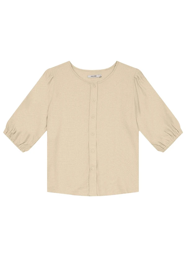 Malwee - Blusa Reta em Viscolinho Bege Claro