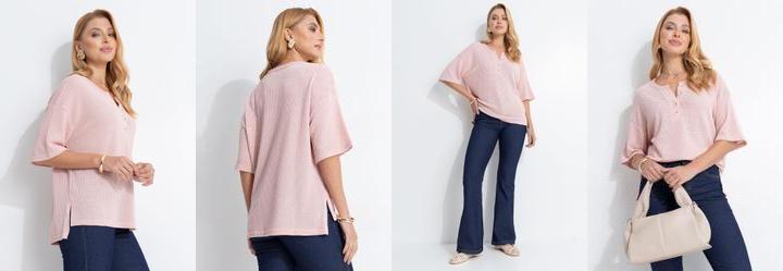 Blusa Rosa Claro em Malha de Tricot
