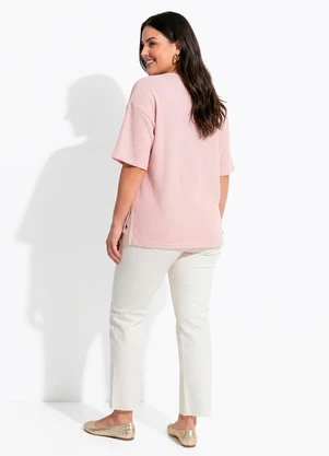 Quintess - Blusa Rosa Claro em Malha de Tricot - QUINTESS