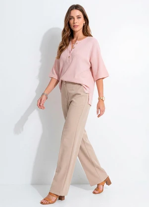 Quintess - Blusa Rosa Claro em Malha de Tricot - QUINTESS