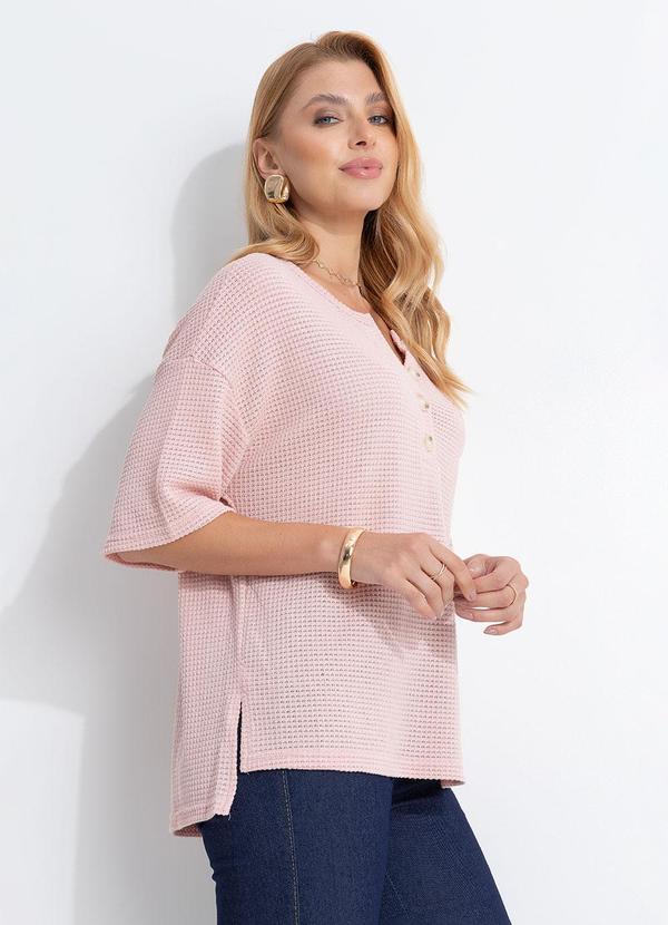 Blusa (Rosa Claro) em Malha de Tricot
