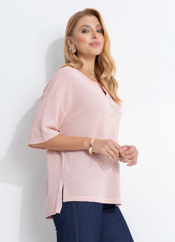 Quintess - Blusa Rosa Claro em Malha de Tricot 13