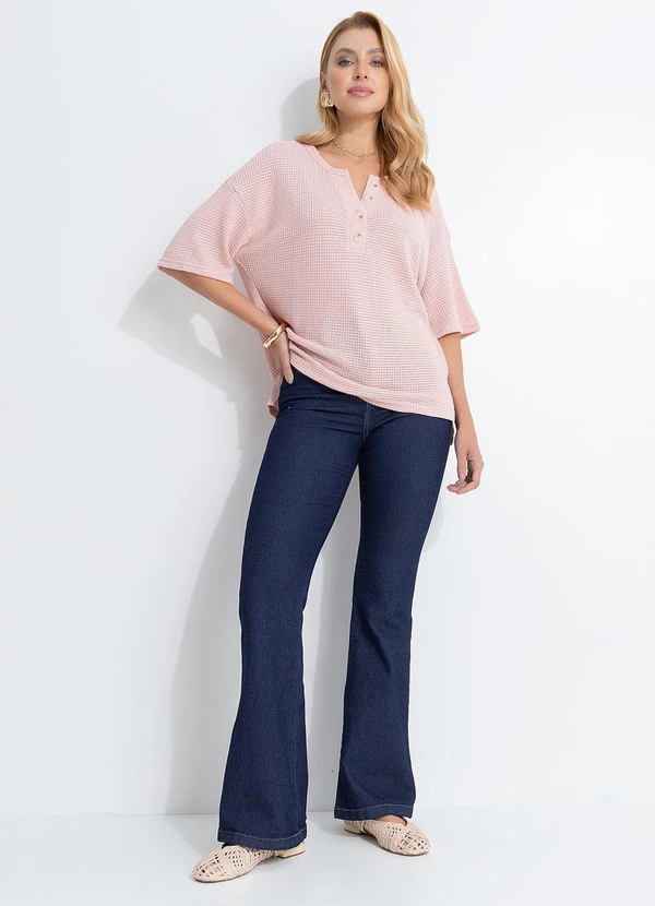 Quintess - Blusa Rosa Claro em Malha de Tricot 14