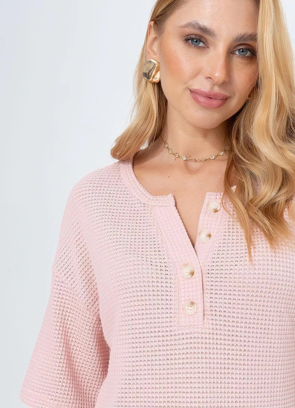 Quintess - Blusa Rosa Claro em Malha de Tricot 15