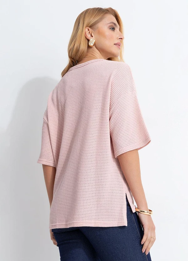 Quintess - Blusa Rosa Claro em Malha de Tricot 2