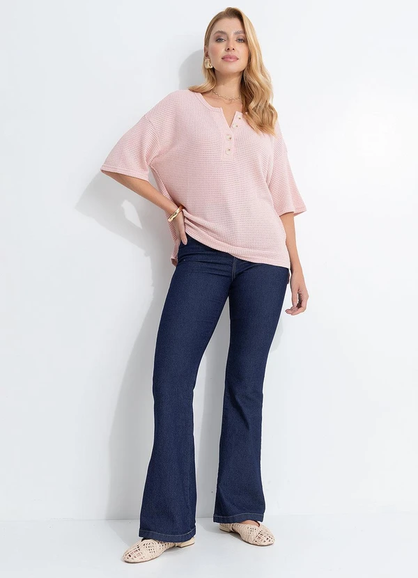 Quintess - Blusa Rosa Claro em Malha de Tricot 3