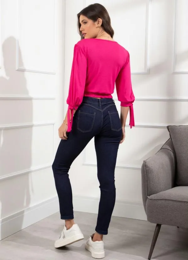Quintess - Blusa Rosa com Amarração nos Punhos 3