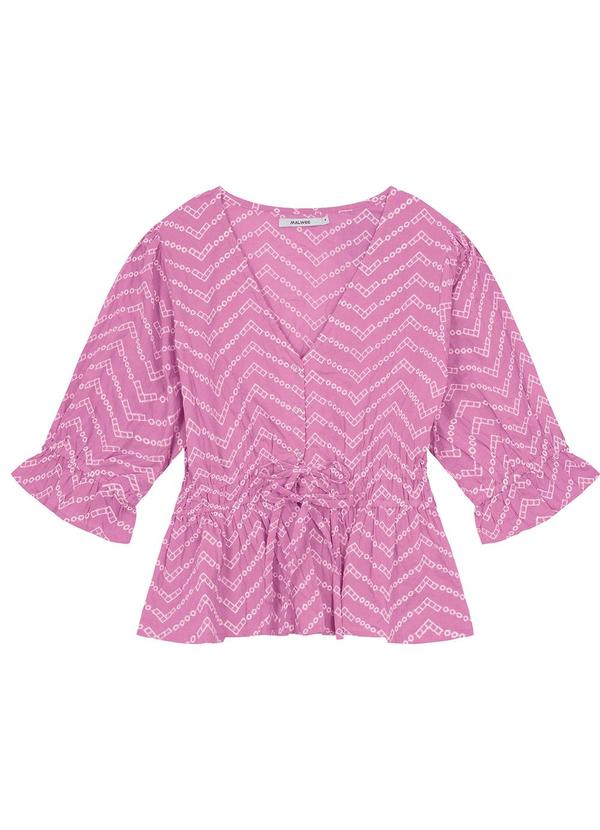 Malwee - Blusa Rosa Cropped Chevron com Amarração 3