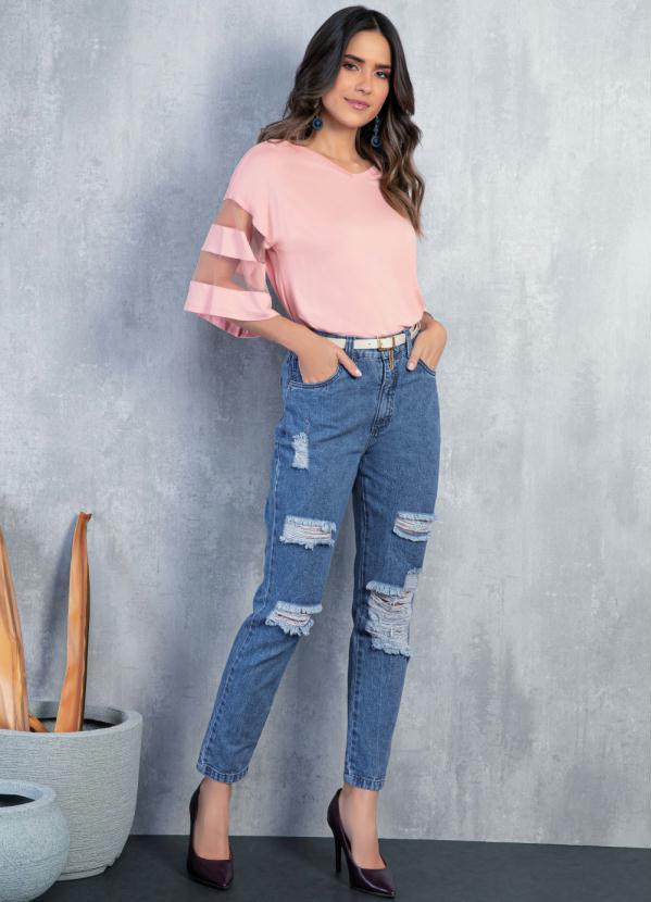 Quintess - Blusa Rosê com Detalhes em Tule nas Mangas 3