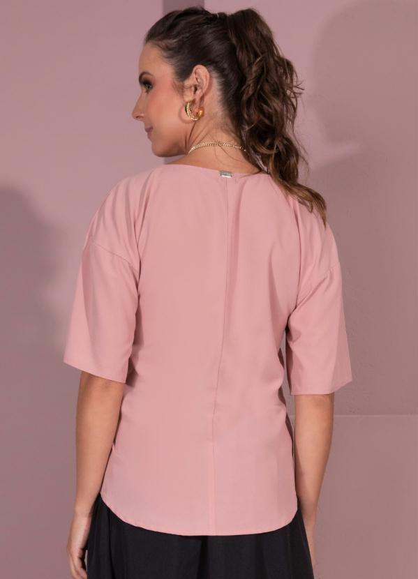 Outlet - Blusa Rosê Decote V com Mangas Amplas 3