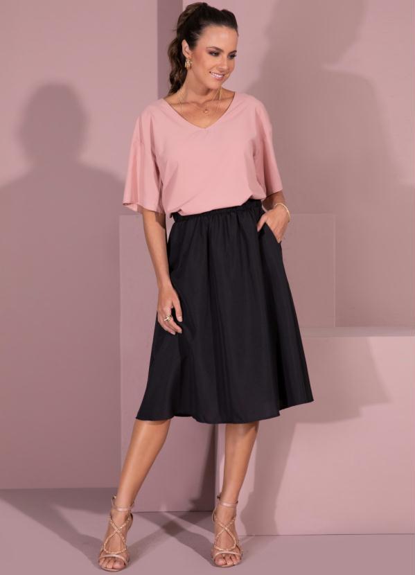 Outlet - Blusa Rosê Decote V com Mangas Amplas 4