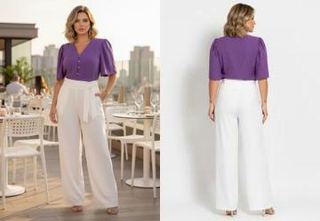 Blusa Roxa com Mangas Amplas e Botes