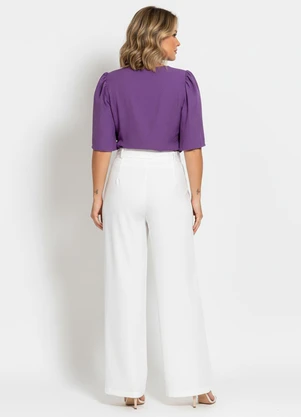 Quintess - Blusa Roxa com Mangas Amplas e Botões - QUINTESS
