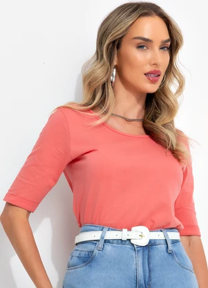 Bimini - Blusa Salmão em Malha de Algodão - BIMINI