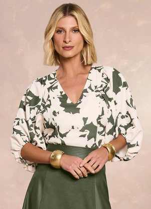 Doce Trama - Blusa Soft Garden em Plano Viscoflow Estampado - DOCE TRAMA
