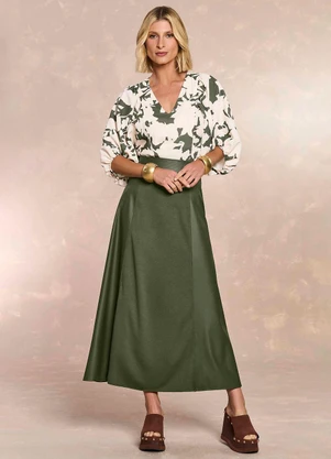 Doce Trama - Blusa Soft Garden em Plano Viscoflow Estampado - DOCE TRAMA
