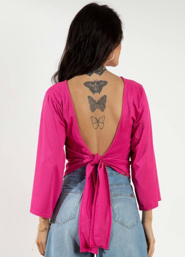 Outlet - Blusa Soltinha com Amarração Costas Pink 2