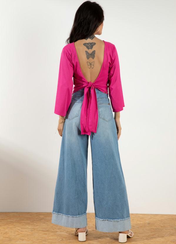 Outlet - Blusa Soltinha com Amarração Costas Pink 4