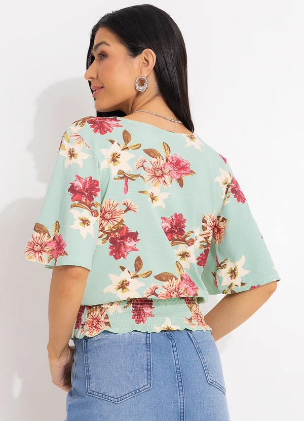 Quintess - Blusa Soltinha Folhas Bordô Transpassada 2