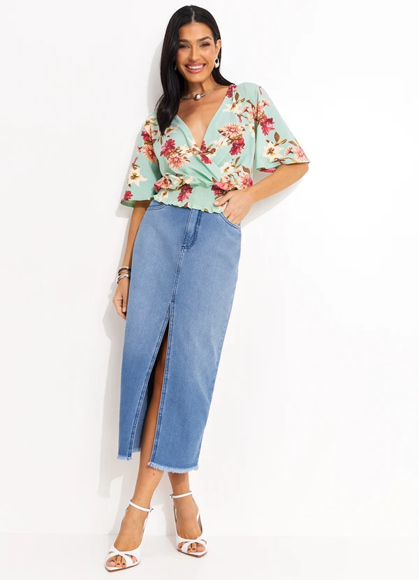 Quintess - Blusa Soltinha Folhas Bordô Transpassada 3