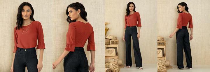 Blusa Telha com Babado nas Mangas