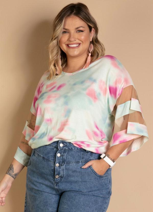 Quintess - Blusa Tie Dye Menta com Detalhes em Tule 5