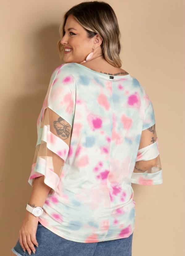 Quintess - Blusa Tie Dye Menta com Detalhes em Tule 6