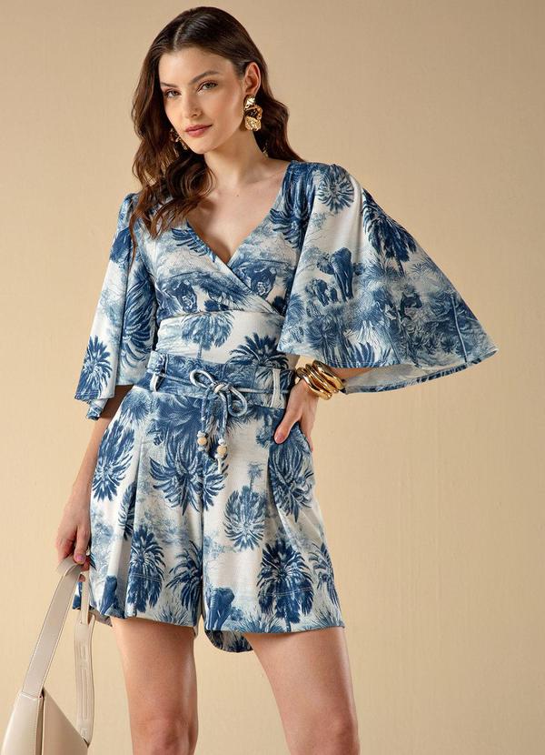 Use Modo - Blusa Transpasse Manga Ampla Estampado