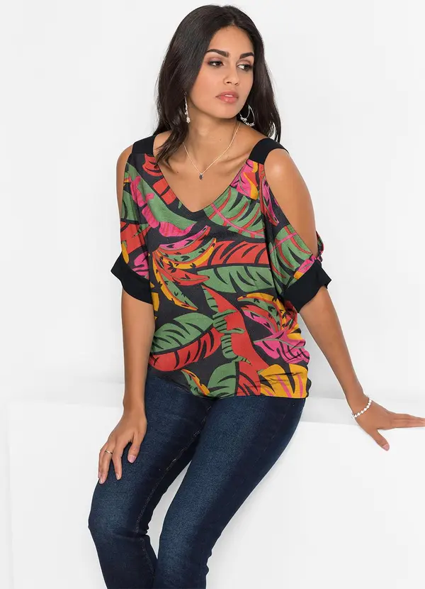 bonprix - Blusa Tropical em Malha Crepe 3
