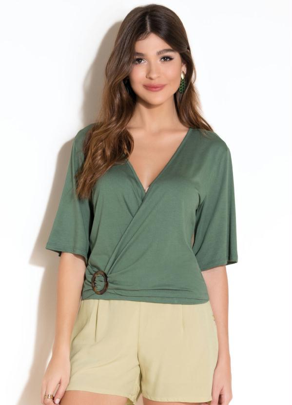 Quintess - Blusa Verde com Decote Transpassado
